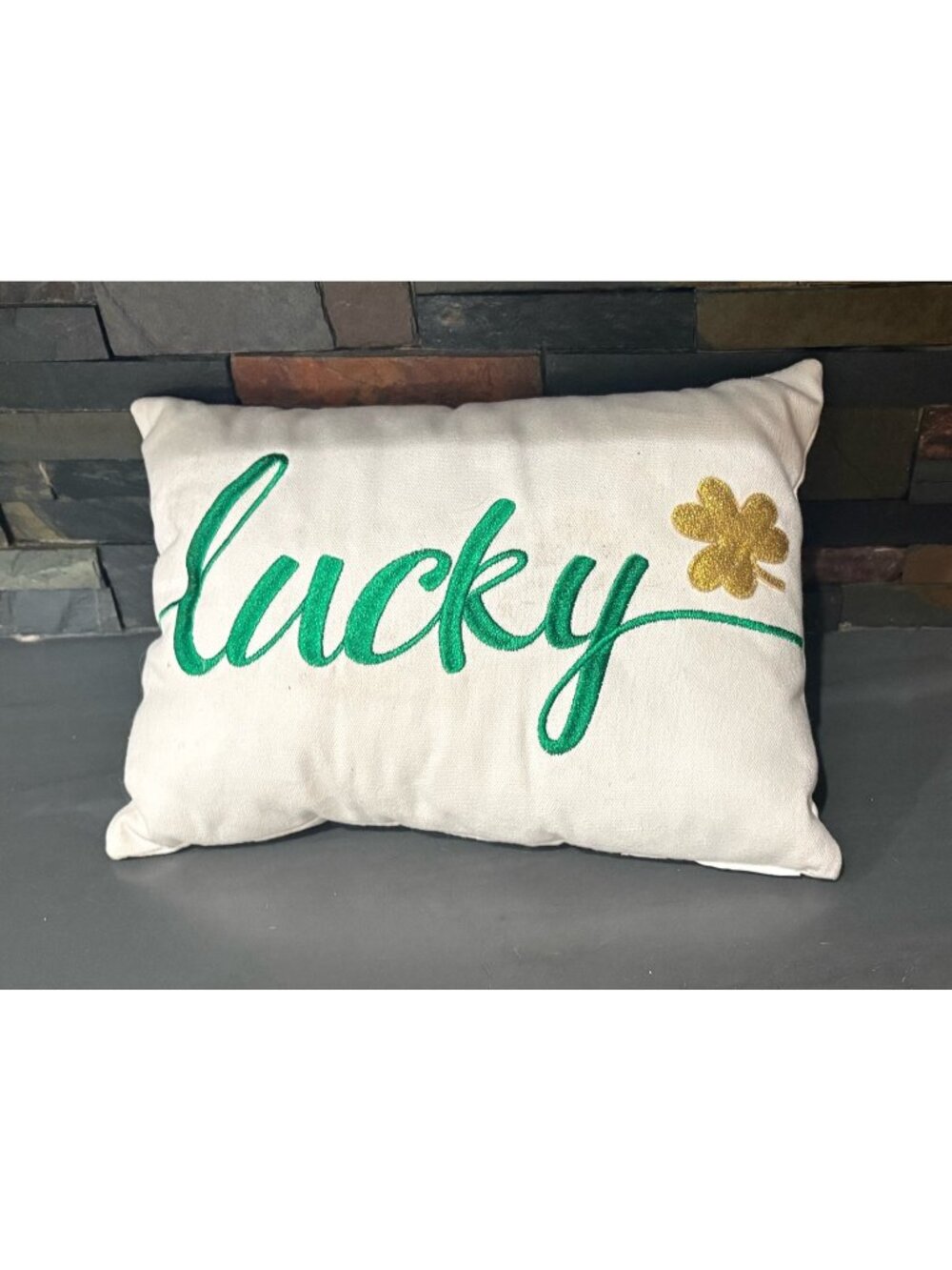 St. Patrick’s Day Shamrock decorative throw pillow 12x9”